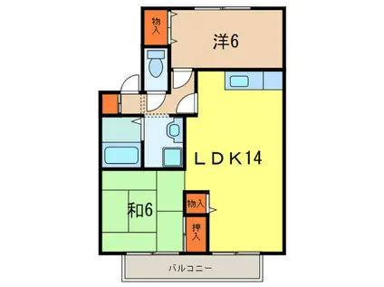 プレステージ芦屋F棟(2LDK/2階)の間取り写真
