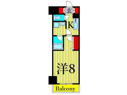 GENOVIA南千住IVSKYGARDEN(1K/2階)の間取り写真