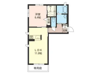 シャーメゾン ルミウス2(1LDK/1階)の間取り写真