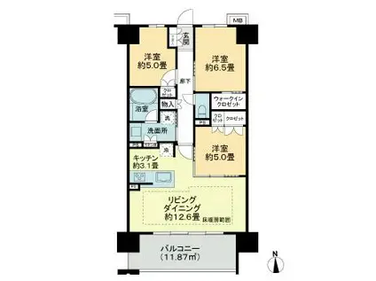 レーベン長野THE MID TOWER(3LDK/10階)の間取り写真