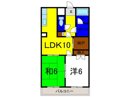 カサコモダPART5(2LDK/2階)の間取り写真