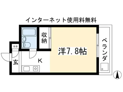 サンライズ大山(1K/4階)の間取り写真