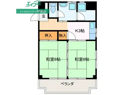 ターミナルマンションA(2K/9階)の間取り写真