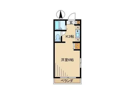 カメリア K(1K/1階)の間取り写真