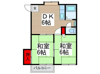 ルミナス宮和(2DK/2階)の間取り写真