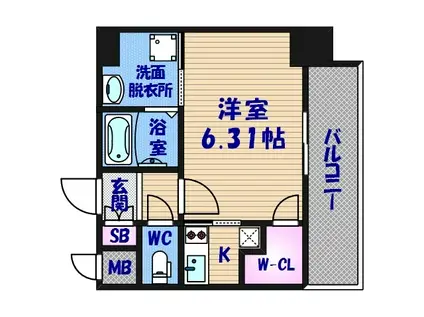エスリード阿波座レジデンス(1K/14階)の間取り写真