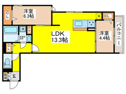 メゾン ド セリジエ(2LDK/3階)の間取り写真