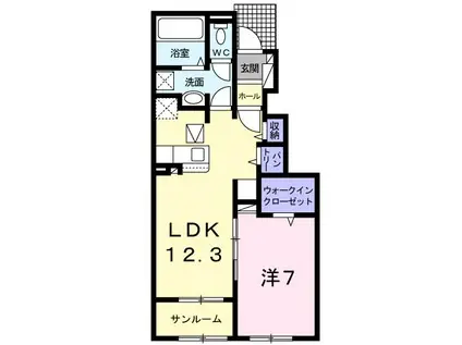 ポラールD(1LDK/1階)の間取り写真