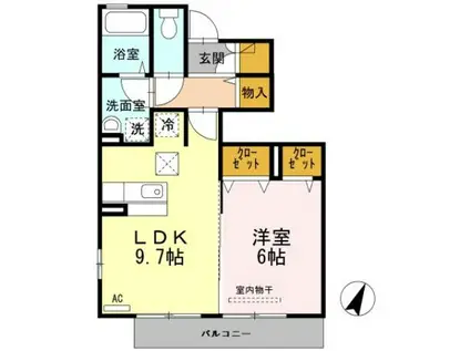 プリムローズ(1LDK/1階)の間取り写真