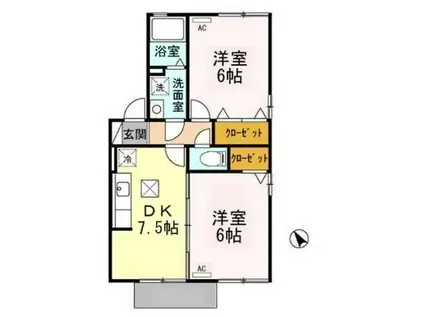 ヒルサイド・テラス C(2DK/1階)の間取り写真