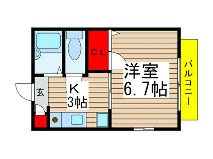 リステル本八幡(1K/1階)の間取り写真