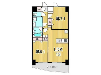 サングランデ六町(2LDK/5階)の間取り写真