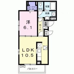 シャイン(1LDK/1階)の間取り写真