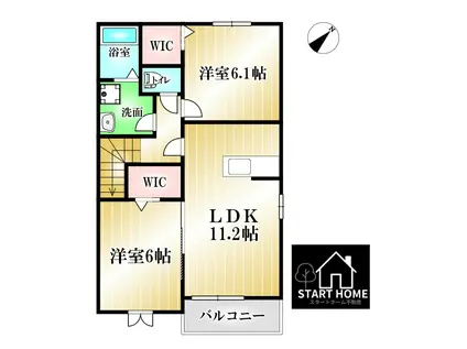 クラール名東 B(2LDK/2階)の間取り写真