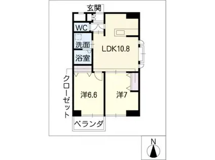 葵21ビル(2LDK/5階)の間取り写真