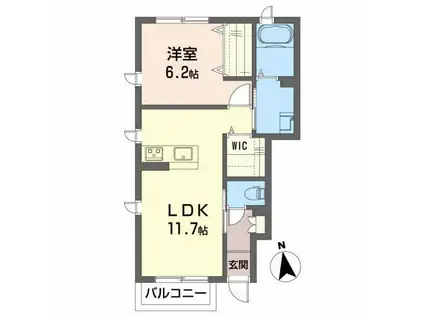 シャーメゾン下明神(1LDK/1階)の間取り写真