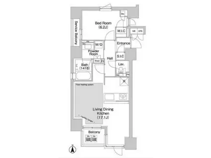 コンフォリア赤坂(1LDK/5階)の間取り写真