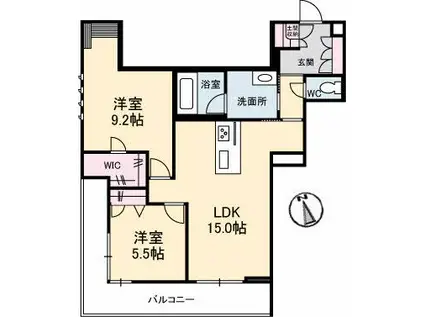 グレイスフォート伏石中央(2LDK/2階)の間取り写真