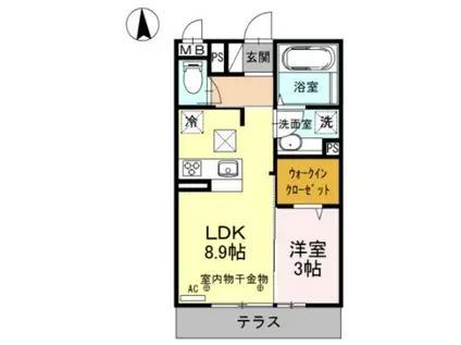 ヴィラグランデII(1LDK/1階)の間取り写真