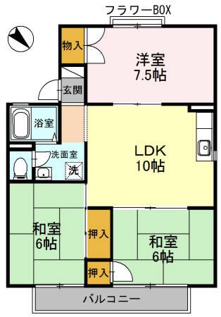 セジュール忠岡(3LDK/2階)の間取り写真