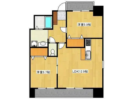 クロノス34田井島II(2LDK/5階)の間取り写真