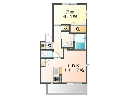 シャーメゾン伊丹(1LDK/1階)の間取り写真