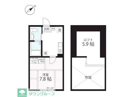 ハーミットクラブハウスMIX三ツ沢下町IIA号棟(1K/1階)の間取り写真