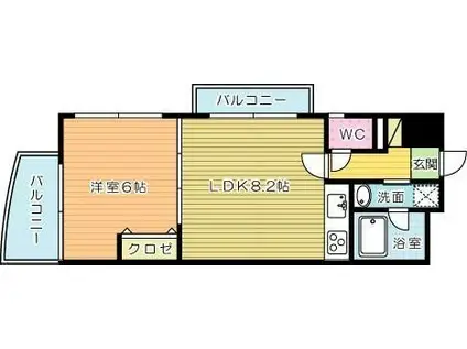 ラフィーネ 小倉(1LDK/8階)の間取り写真