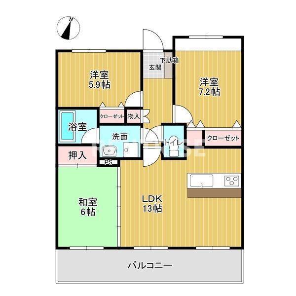 アーバンドリーム森本(3LDK/2階)の間取り写真