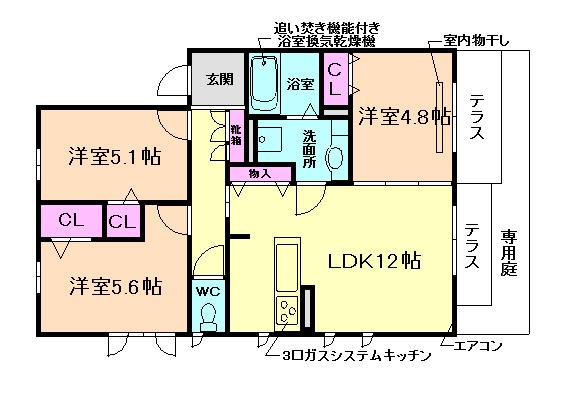 EMINENCE A棟(3LDK/1階)の間取り写真