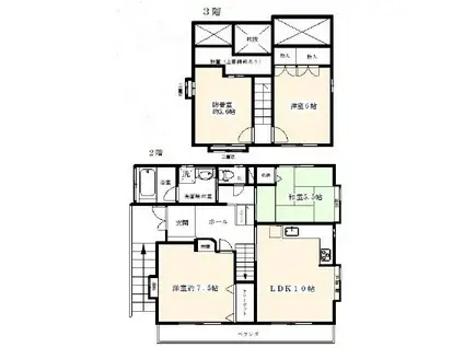 ＪＲ中央線 国分寺駅 徒歩16分 3階建 築31年(4LDK/2階)の間取り写真