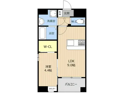 LIBTH西新(1LDK/5階)の間取り写真