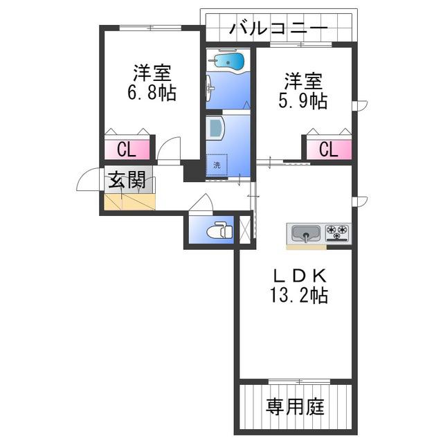 ベレオコスモ(2LDK/2階)の間取り写真