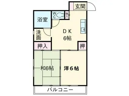 第1コーポムラハシ(2DK/2階)の間取り写真