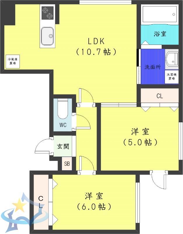 ミルフィーユ(2LDK/1階)の間取り写真