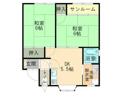 コーポYM1(2DK/2階)の間取り写真