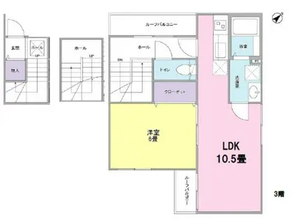 ルミナスフラット(1LDK/3階)の間取り写真
