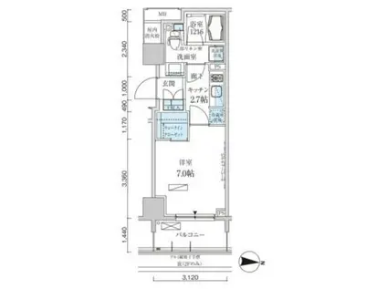 パークアクシス両国馬車通(1K/4階)の間取り写真