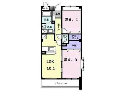 フォレスタ ヴェルデ(2LDK/3階)の間取り写真