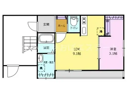 EL VITA四ツ葉町(1LDK/1階)の間取り写真