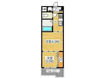 NO.55 ORIENTBLD(2K/14階)の間取り写真