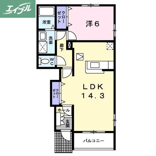 ルージュ(1LDK/1階)の間取り写真