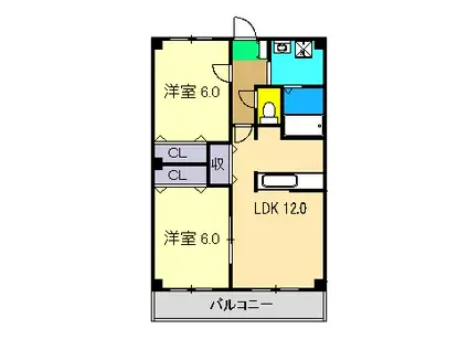 サンコート旭町(2LDK/11階)の間取り写真