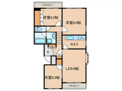 HILLS GALLE(3LDK/2階)の間取り写真