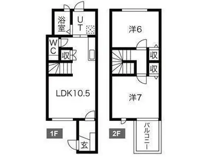 貸アパート 仙台市青葉区愛子東5丁目(2LDK/2階)の間取り写真
