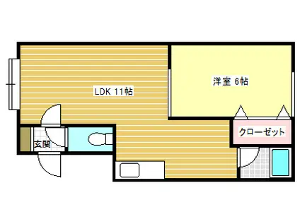 OAK III(1LDK/2階)の間取り写真