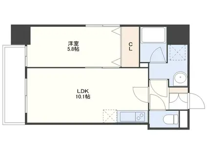 CRECIA CHIKUGOMACHI(1LDK/4階)の間取り写真