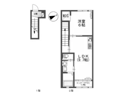 CHAT NOIR M.M(1LDK/2階)の間取り写真