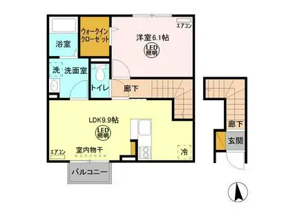 グラマードマレIX(1LDK/2階)の間取り写真