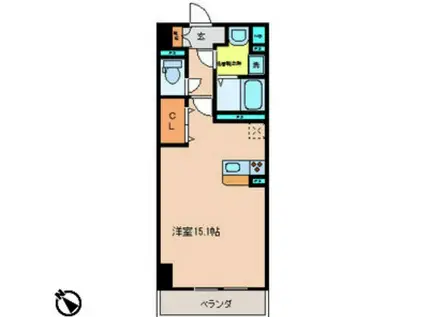 グラースリオ(ワンルーム/2階)の間取り写真